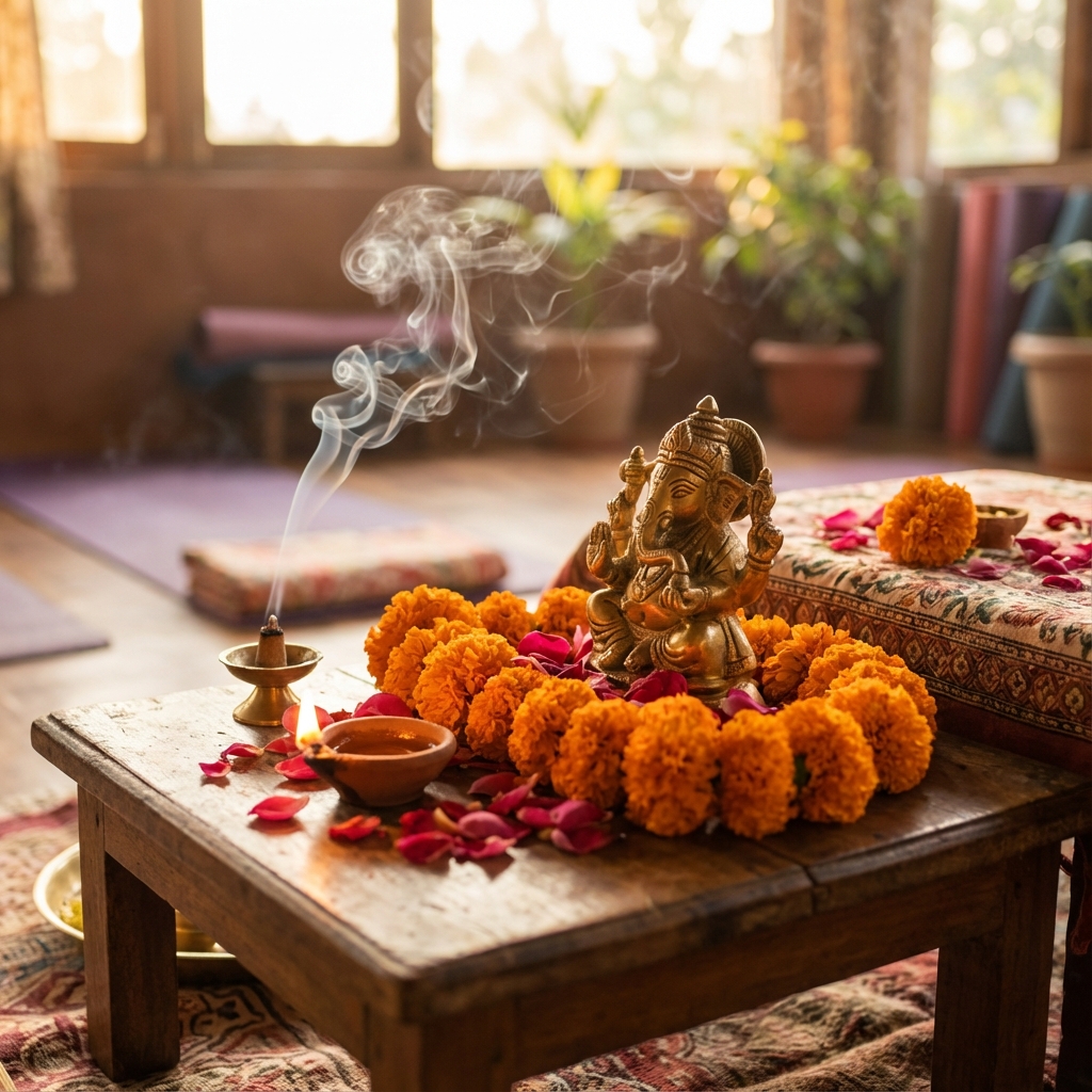 Traditional altar in the shala